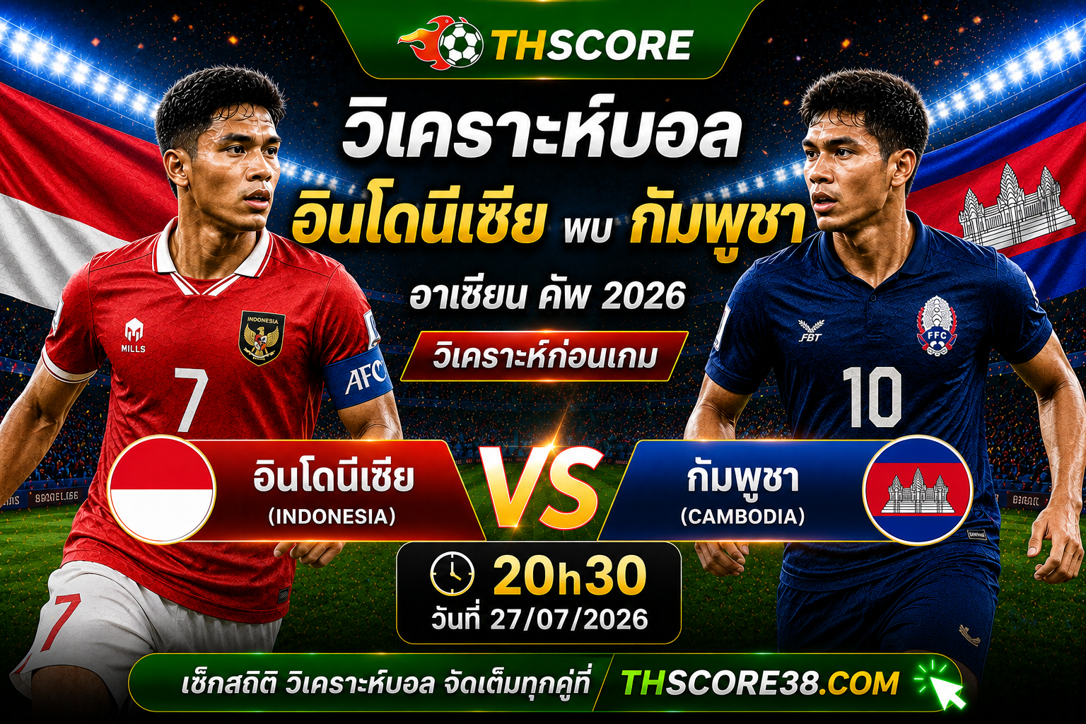 วิเคราะห์บอล อินโดนีเซีย พบ กัมพูชา 20h30 วันที่ 27/07/2026 – อาเซียน คัพ 2026